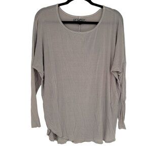 Groceries womens medium large gray semi sheer scoop neck long sleeve tunic top